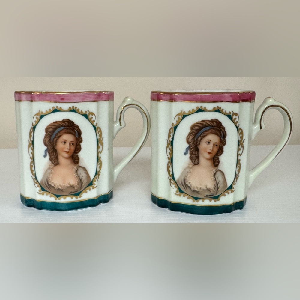 Royal Vienna Antique Chocolate Cups in Victorian Style